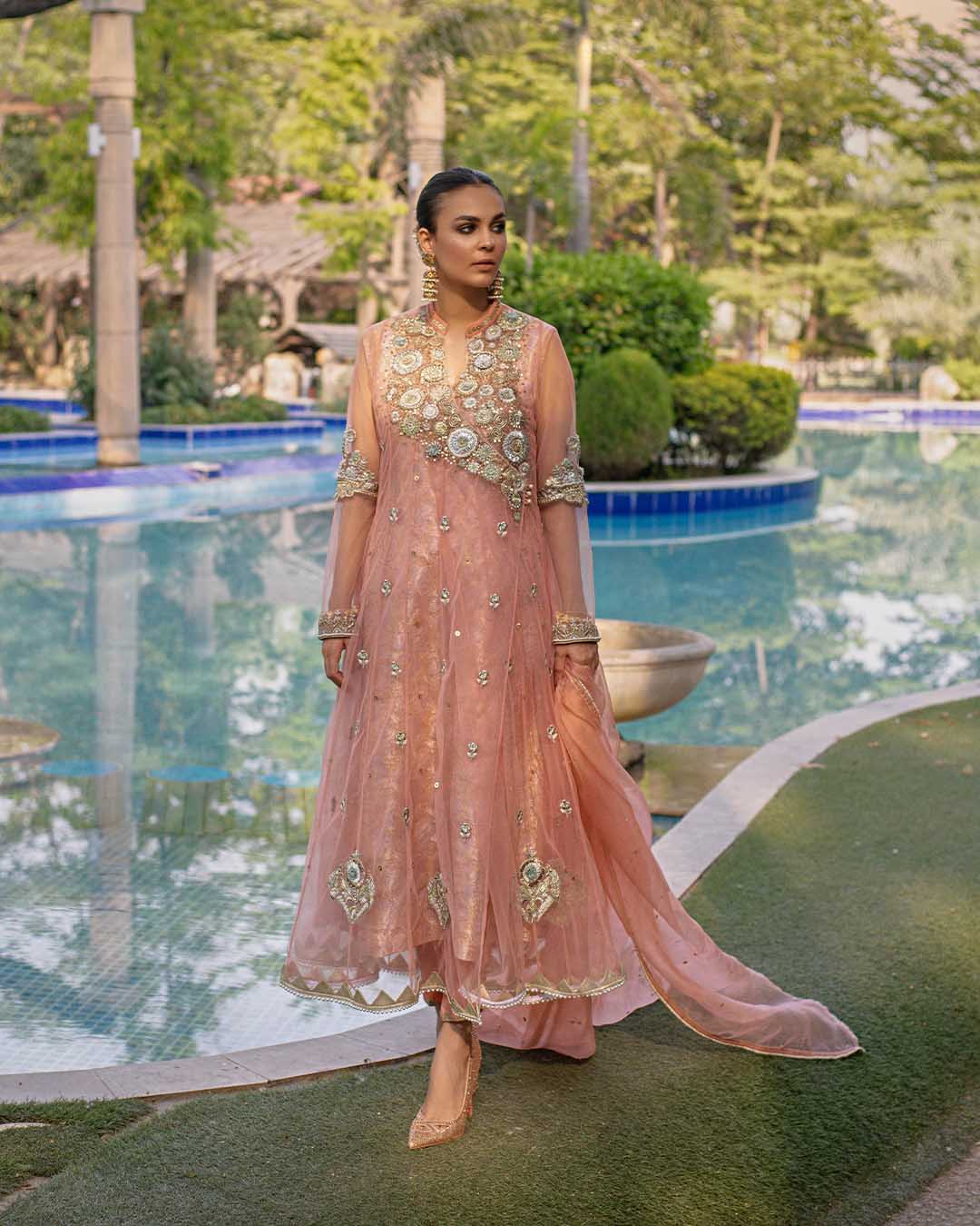 green emerald velvet dress Dhanak 3PC Embroidered With Chiffon Embroidered Dupatta-159 – femalestudio main image 1